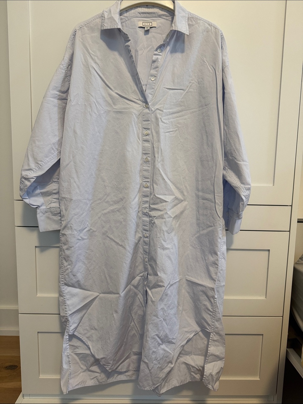 AYR Light Blue Long Button-Down Shirt Dress